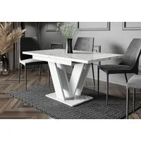 Home Collective Esstisch ausziehbar Tisch Küchentisch Esszimmertisch Ausziehtisch (Esszimmer Küche Wohnzimmer Esstisch erweiterbar), modernes Design mit V-Gestell, 120-160x80 cm Weiß Marmor-Optik