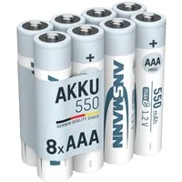 ANSMANN AG Akku AAA 550mAh Micro NiMH 1,2V – 1000x wiederaufladbar (8 Stück) Akku 550 mAh (1.2 V)