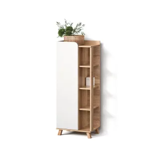Livinity® Midischrank, Sonoma Eiche, Weiß, Holzwerkstoff, 8 Fächer, Rechteckig, 50x128x35 cm, Badezimmer, Badezimmerschränke, Midischränke