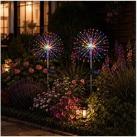 pedete LED Solarleuchte LED Solarleuchte Solarlampen Garten 120 LED Feuerwerk Solarleuchten, gartendeko, solarlampen für außen, Warmweiß, Tageslichtweiß, Leuchtmittel, Wetterfest Pusteblume Solarlampen 8 Modi mit Erdspieß