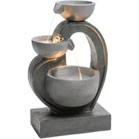 Dehner Gartenbrunnen Heart mit LED, solarfähig, 72.5 x 45.5 x 32.5 cm, Polyresin, 45,5 cm Breite, romantisches Kunststein-Wasserspiel inkl. Beleuchtung, Pumpe und Trafo