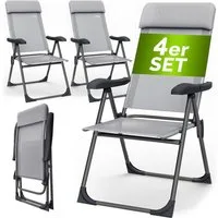 Casaria Gartenstuhl, Klappbar 4er Set 7-fach Verstellbar Alu mit hoher Rückenlehne