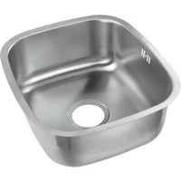 Stabilo Sanitär Einbauspüle Einbauspülbecken Chrom eckig 44,5 cm aus Edelstahl mit Überlaufschutz, 44.5/39.5 cm, (Komplett-Set, mit komplettem Siphon & Befestigungsmaterial), rostfrei und hitzebeständig