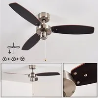 hofstein Deckenventilator »Priore« Deckenventilator, Metall/Holz, Nickel-matt/Silber und Braun, mit 2 Zugschnuren u. wendbaren Rotorblättern, in 3 Stufen schaltbar