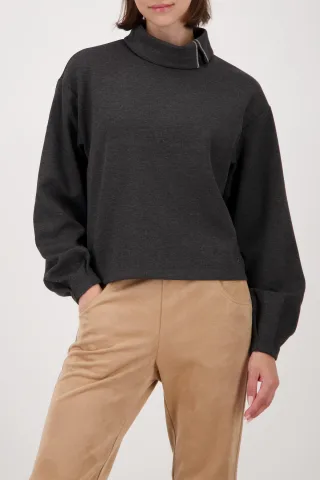 monari - Sweatshirt mit Schmuckkettendetail anthra melange - Gr. - 44