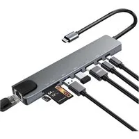 PlugUp Laptop-Dockingstation USB-C Multiport 8 in 1 Adapter 4K HDMI LAN USB 3.1 USB-C microSD & SD, Universell kompatibel mit macOS, Windows und Linux