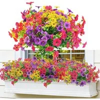 Kunstblume 12 Bündel Frühling Künstlicher Blumenstrauß Outdoor Balkonpflanzen, Agger, Für Innen Außen Balkonkasten Außenbereich