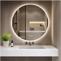 GIMBELEN Badspiegel Dimmbarer Badezimmer Spiegel mit Kaltweiß-Beleuchtung & Touch-Schalter, 3 Lichtfarben, Speicherfunktion & Wandschalter für Komfort