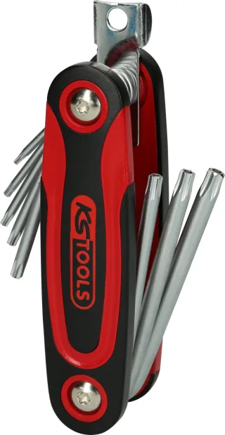 KS Tools Torx-Winkelstiftschlüssel-Klapphalter, Bohrung, 8-tlg - 158.3530