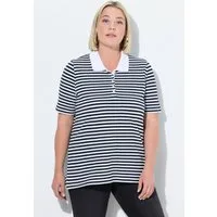 Ulla Popken Poloshirt Poloshirt Classic Fit Piqué Ringel Halbarm