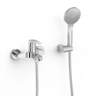 Tres Einhebel Wannenmischer Anti Kalk Handbrause Einstellbarer Brausehalter , 22017001 22017001