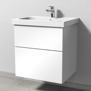 Sanipa 3way Waschtischunterbau zu Geberit iCon Light Waschtisch mit 2 Auszügen, Weiß-Glanz SF57378