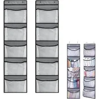 BlingBin Hängeregal 2er Set Tür Organizer Hängeregal mit 5 Netztaschen und 4 Haken, 2 Stück 2-tlg., Badezimmer Aufbewahrung und Organisation für Kleidung und Spielzeug