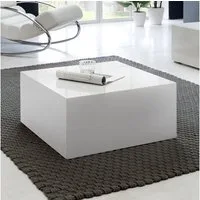 FINEBUY Couchtisch FB42990 MONOBLOC Holztisch Weiß 60 cm Wohnzimmertisch Sofatisch (MONOBLOC 60x60x30 cm Hochglanz MDF Weiß Lackiert), Kleiner Wohnzimmertisch, Sofatisch Quadratisch