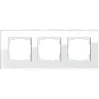 Abdeckrahmen dreifach aus Glas, glänzende Oberfläche, Unterputzmontage, Klemmbefestigung weiß (glänzend), Retail