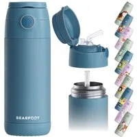 BEARFOOT Trinkflasche Thermo Kinder Trinkflasche Edelstahl - blau, Thermosflasche, auslaufsicher, Edelstahl, Kinderflasche, BPA-frei