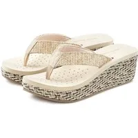 Venice Beach Sandale, Badeschuh, Sommerschuhe, Badelatsche, Flip Flop, Badeschlappe Badezehentrenner Zehentrenner mit geschmücktem Keilabsatz VEGAN