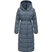 Ragwear Steppmantel Niara Long Print wasserdichter Mantel mit angesagtem Hahnentritt Muster