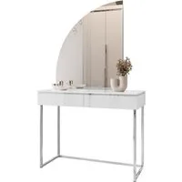 Lookway Schminktisch AURORA-Q SILVER auf silbernem Gestell (1x Konsole und 1x Spiegl), Breite: 102 cm, Höhe: 78,5 cm, Tiefe: 43,6 cm