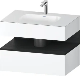 Duravit Qatego Einbauwaschtisch mit Konsolenwaschtischunterbau Eiche Schwarz & Weiß Matt 800x550x600 QA4785016180000