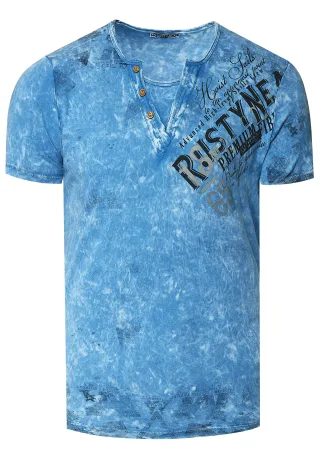 V-Neck T-Shirt Verwaschen mit Seitlichem Logo Print