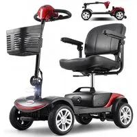 LVHOM Elektromobil faltbar Seniorenmobil, Hinter-Stoßdämpfer, 15-25 km,12Ah 4-Rad-Scooter, 300 W, 6 km/h, (136 kg Tr.Kr. mit 360° drehbarer verdickter Luxussitz + Korb + LCD-Display + verstellbare Armlehnen + E-Bremse, sensibles Anhalten, 14.5cm hohe