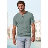 John Devin Henleyshirt - sommerliches Strickshirt mit modischem Rundhals Kleine Knopfleiste mit kontrastfarbenen Knöpfen