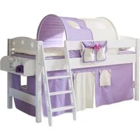 Ticaa Hochbett Hochbett "Kenny R" Kiefer Weiß Classic Weiß lackiert (Holzmaserung sichtbar)