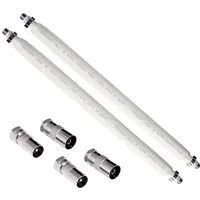 Poppstar SAT Fensterdurchführung SAT Kabel flach SAT-Kabel, (31.5 cm), 31,5cm Durchführung 2mm ultra-flach, Kupplungen 4x F-Stecker, weiß