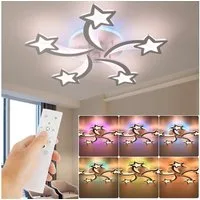 oyajia LED Deckenleuchte 54W Deckenleuchte mit RGB Farbwechsel Lamp, Dimmbar mit Fernbedienung, LED fest integriert, Kaltweiß/Naturweiß/Warmweiß+RGB Hintergrundbeleuchtung Farbwechsel, Modern Blumenform Deckenlampe für Schlafzimmer Kinderzimmer Wohnz