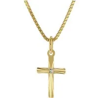 trendor Kreuzkette 51954, Kreuz-Anhänger für Kinder Gold 585 mit Vergoldeter Silberkette