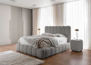 Polsterbett Doppelbett Set.3 CARSON 160x200cm Stoff Catch Me Silbergrau