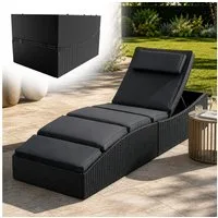 Juskys Wellnessliege Lamia, Polyrattan Liege, klappbar, Kopfteil verstellbar, 160 kg belastbar