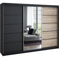 A&J MöbelLand GmbH Schiebetürenschrank VILUNO mit 4 Schubladen und Spiegel (nur für kurze Zeit! TOP ANGEBOT! Geräumiger Schrank mit einer Breite von 200 cm und Spiegel, ideal zur Aufbewahrung von Kleidung und Accessoires. 4 Schubladen und viel Staura