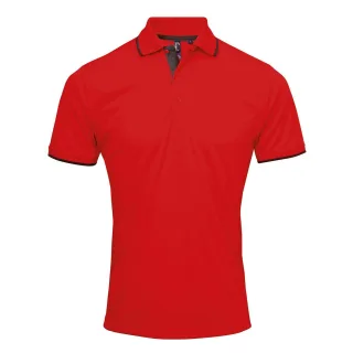 Premier Herren Contrast Coolchecker Poloshirt (Rot/Schwarz)
