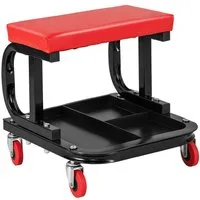 COSTWAY Montagehocker, mit Ablage, weicher Sitzauflage & Rollen, bis 150kg