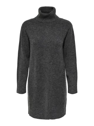 ONLY - ONLHOUSTON LS DRESS ROLLNECK KNT Dark Grey Melange - Gr. - L