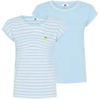 AJC Rundhalsshirt (2er-Pack) gestreift mit Stickerei und einfarbig mit sportlicher Blende