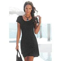 Beachtime by Lascana Sommerkleid mit Pünktchenprint aus Jersey, T-Shirtkleid, Minikleid Gepunktetes Strandkleid, tailliertes Druckkleid, Viskosekleid
