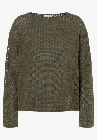 MORE & MORE - Ajour-Pullover grün - Gr. - 44