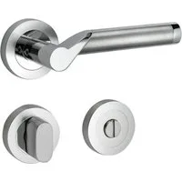 Türbeschläge24 Drückergarnitur Drückergarnitur Lightning, Schraubrosettenoptik, festdrehbar gelagert, Bicolor Chrom/Edelstahl matt