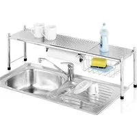 Maximex Küchenregal Modell EXPANDO, ausziehbares Spülbeckenregal mit Küchenrollenhalter und Korb