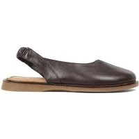 Celal Gültekin Flache Slingback Ballerina Runde Kappe Damen Ballerina Glattleder, elastischer Slingback, Echtleder-Futter, Braun, 36