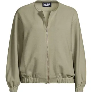 Softe Jersey-Bomberjacke, Damen,  Grün, Baumwolle/Polyester/Baumwoll-Mischung, by Lands' End