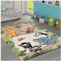 Paco Home Kinderteppich Diamond 644, rechteckig, Höhe: 18 mm, 3D-Design, Motiv Dschungel Tiere, Kinderzimmer, Kundenliebling