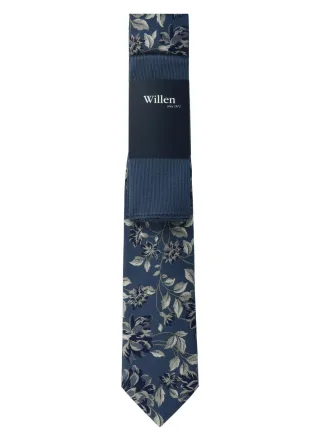 Willen - Krawatte und Einstecktuch,Krawatte blau,Krawatte Hochzeit,Krawatte Anzug,Krawatte Hemd marine - Gr. - OS