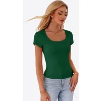 Imily Bela T-Shirt Damen Rippstrick-Top mit tailliert geschnitten (Packung, 1-tlg., 1per-Pack) in Unifarbe