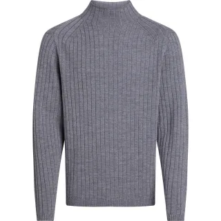 Calvin Klein Merino-Ripppullover mit Rundhalsausschnitt