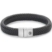 Rebel & Rose Edelstahlarmband RR-M0019-S, für Herren-Lederarmband Schwarz Full Metal Herringbone Black