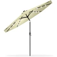 FIVMEN Sonnenschirm 300cm Solarbetriebene mit LED Sonnenschirm mit Kurbel Marktschirm, UV-Schutz Kurbelschirm für Garten & Terrasse